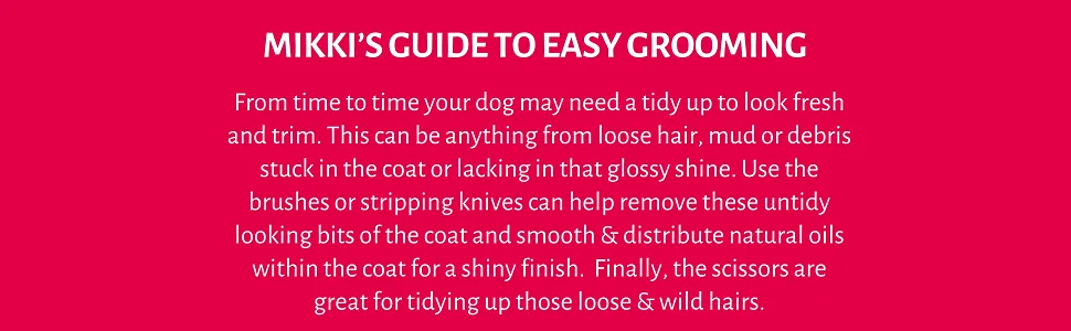 Mikki Dog Cat Double Thinning Grooming Scissors - Pet Shears with Toothed Blade for Thick Coats - Text graphic Mikki
