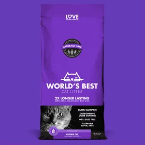 Worlds Best Cat Litter 8lb (3.63kg) Original Unscented - multiple cat lavender