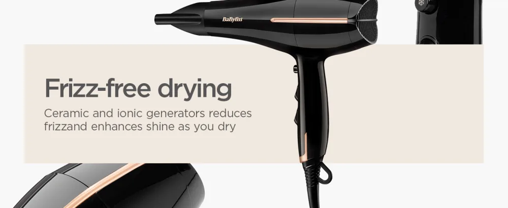 BaByliss Salon Pro 2200 Hair Dryer Single - Ceramic and ionic generators reduces frizz and enhances shine as you dry
