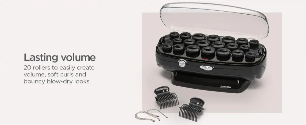 BaByliss Thermo-Ceramic Heated Hair Rollers Long Lasting Curls Hair Rollers With Pins - Lasting volume 20 rollers to easily create volume, soft curls and bouncy blow-dry looks