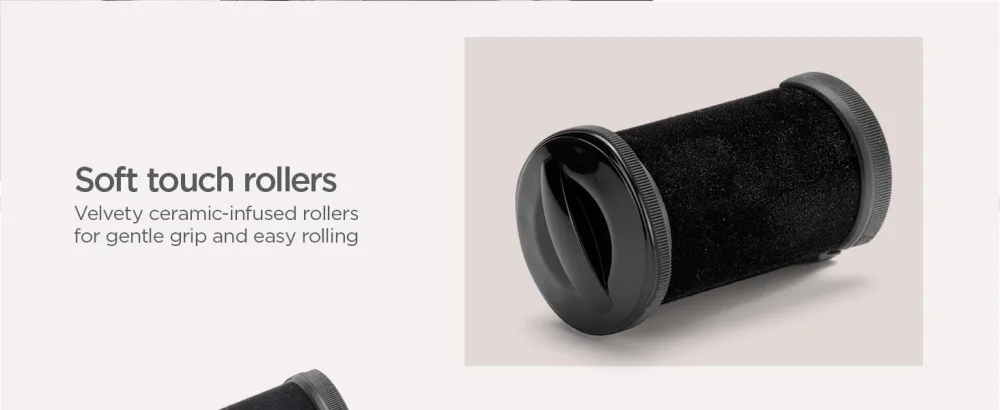 BaByliss Thermo-Ceramic Heated Hair Rollers Long Lasting Curls Hair Rollers With Pins - Soft touch rollers Velvety ceramic-infused rollers for gentle grip and easy rolling