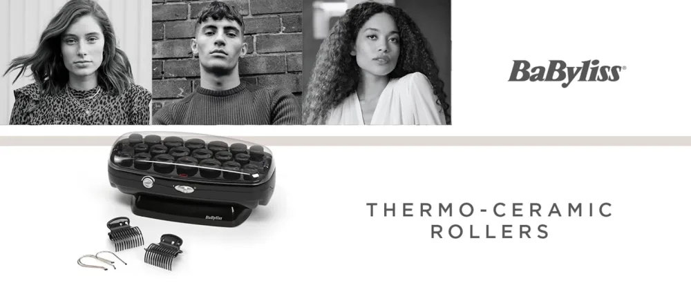 BaByliss Thermo-Ceramic Heated Hair Rollers Long Lasting Curls Hair Rollers With Pins - Thermo-ceramic rollers