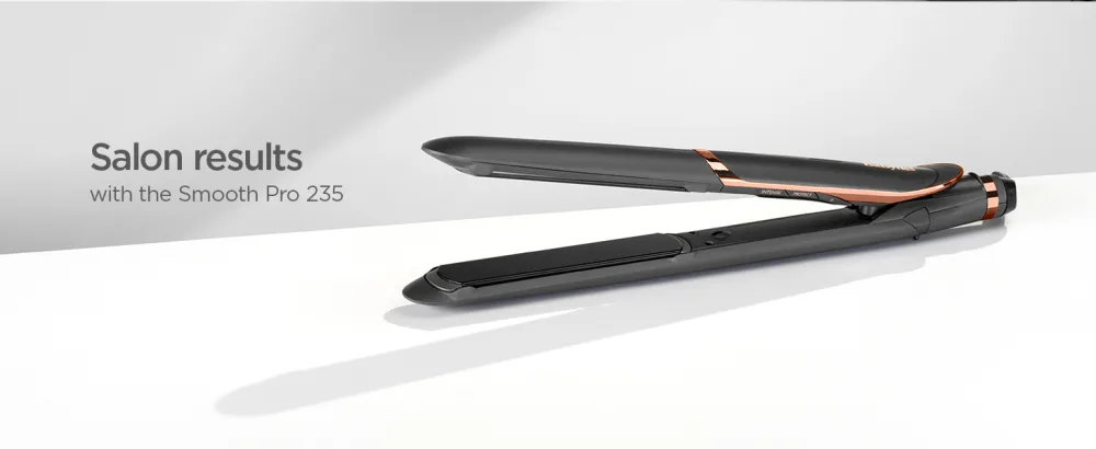 BaByliss Smooth Pro 235 Hair Straighteners Ionic Salon performance Ceramic plates for a smooth finish Ionic Controlled heat 6 heat settings 140 C to 235 C - salon results