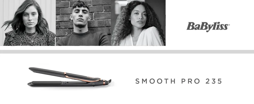 BaByliss Smooth Pro 235 Hair Straighteners Ionic Salon performance Ceramic plates for a smooth finish Ionic Controlled heat 6 heat settings 140 C to 235 C - smooth pro 235