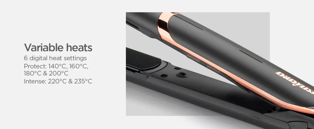 BaByliss Smooth Pro 235 Hair Straighteners Ionic Salon performance Ceramic plates for a smooth finish Ionic Controlled heat 6 heat settings 140 C to 235 C - variable heat