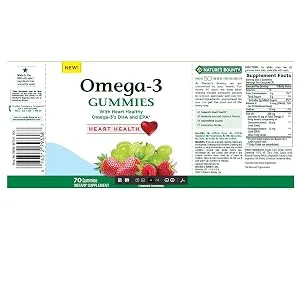 NatureShip's Bounty Omega-3 Gummies Grape Strawberry & Raspberry Flavored 70 Gummies - product information 2