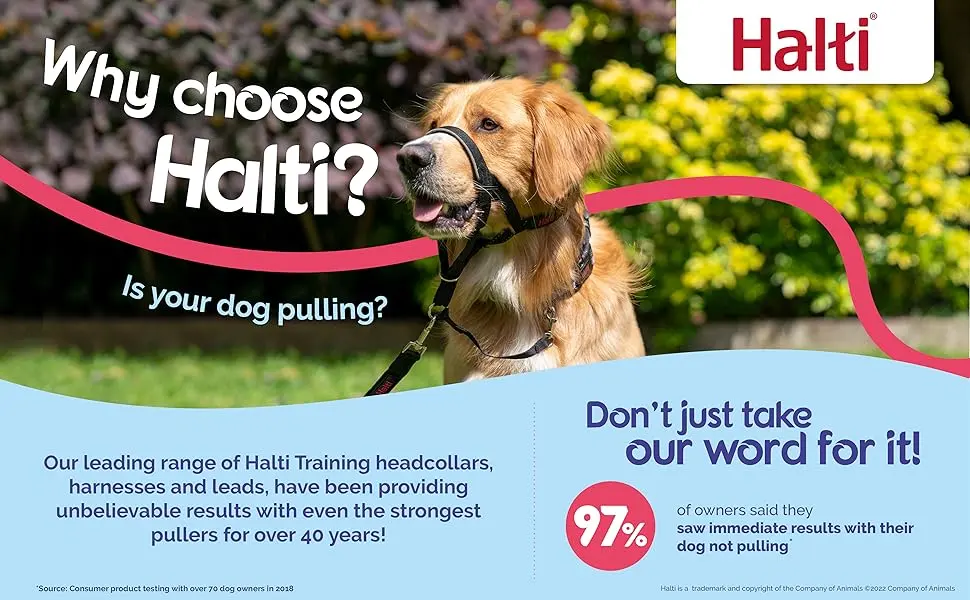 HALTI Optifit Headcollar Size Medium Dog Head Harness to Stop Pulling on the Lead Easy to Use Adjustable & Reflective Head Collar for Dogs Professional Anti-Pull Training Aid Black - Halti Headcollar - Why choose Halti