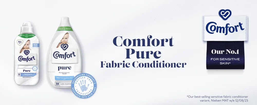 Comfort Pure Sensitive Fabric Conditioner dermatologically tested gentle next to sensitive skin 48 washes (1.44 L) - Comfort Pure Fabric Conditioner Our no.1 for sensitive skin*