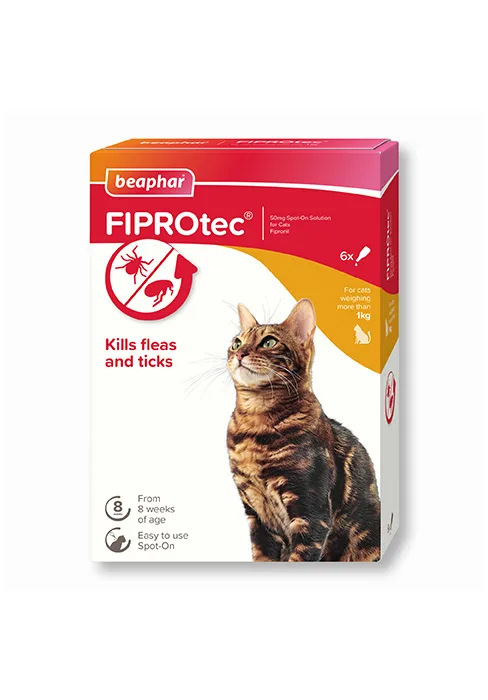 Beaphar | FIPROtec COMBO for Cats | Kills Fleas Flea Eggs & Ticks | Stops Fleas Multiplying on Pet & in the Home | Vet Strength Treatment | 1 Pipette - Beaphar FIPROtec Spot-On
