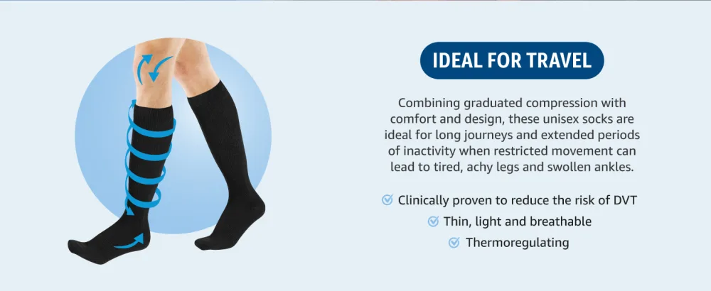 Amazon Basic Care Medical Compression Flight & Travel Socks Black 9-12/43-47 - product information 2