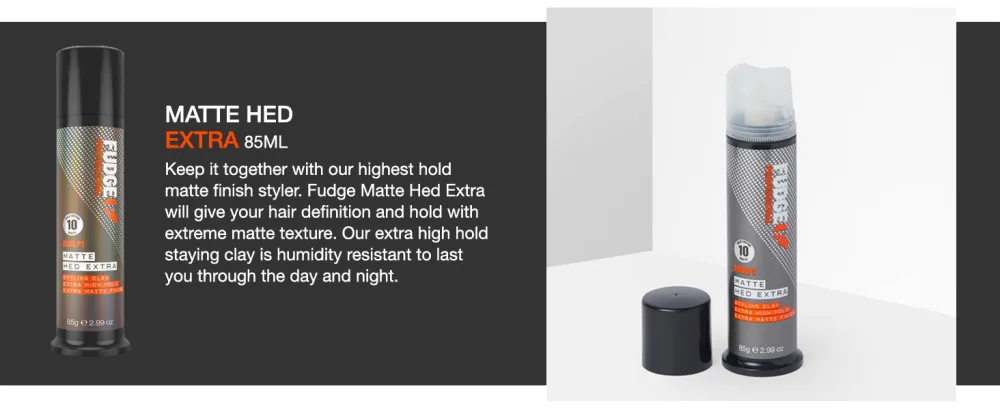 Fudge Professional Matte Hed Extra Extreme Hold Texturizing Hair Wax Matte Finish Infused With Kaolin Clay 85 g - matte hed extra, matte, matte finish, extra hold, styling, men styling, styling products