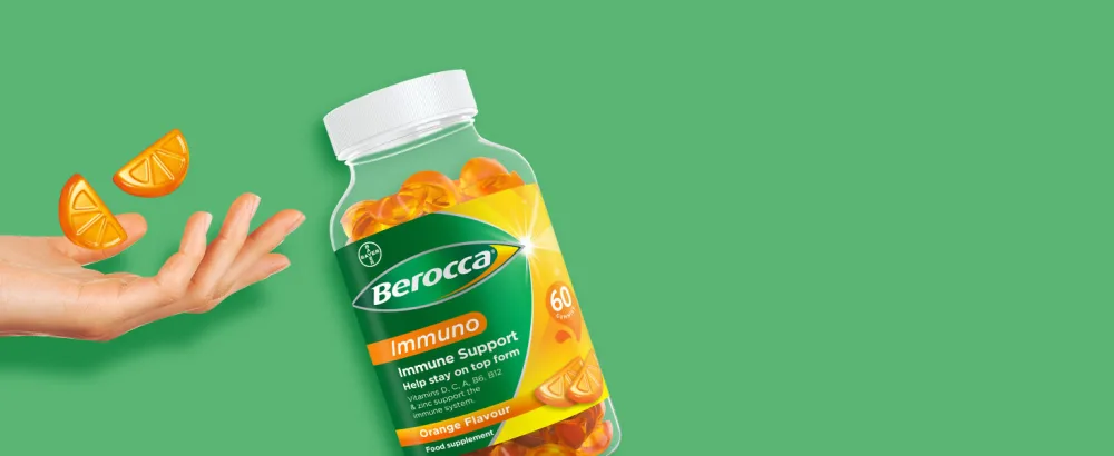 Berocca Immuno Gummy Vitamins Orange Flavour Bursting with Immune System Supporting nutrients Vitamins D C A B6 B12 and Mineral zinc All Support The Immune System 60 chewable Gummies - How to use