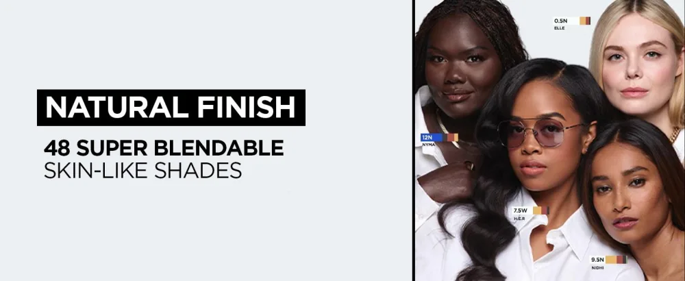 L'Oreal Paris Liquid Foundation Super-Blendable Skincare Infused with Hyaluronic Acid True Match 1C 30ml - natural finish 48 super blendable skin-like shades
