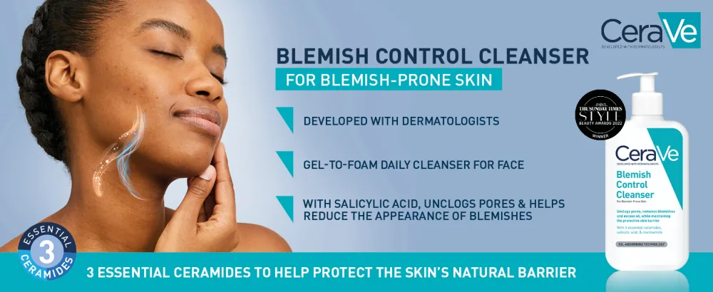 CeraVe Blemish Control Face Cleanser With 2% Salicylic Acid & Niacinamide Blemish-Prone Skin 236ml - Blemish Control Cleanser: For Blemish Prone Skin.