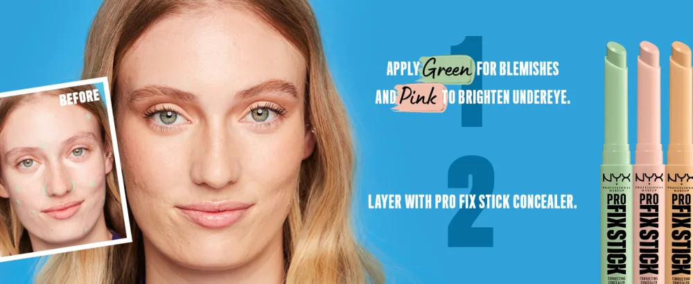 NYX Professional Makeup Correcting Concealer Stick Covers Blemishes Dark Spots and Discolouration 12H Wear Vegan Formula Pro Fix Stick Deep Walnut 17 Deep Walnut - APPLY GREEN FOR BLEMISHES