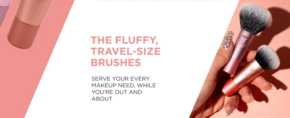 Real Techniques Mini Brush Foundation and Blush Duo Travel Size For Loose Blush and Liquid Foundation 2 Piece Set 2/Mini Brush Foundation and Blush Duo - Real Techniques Brush 1858