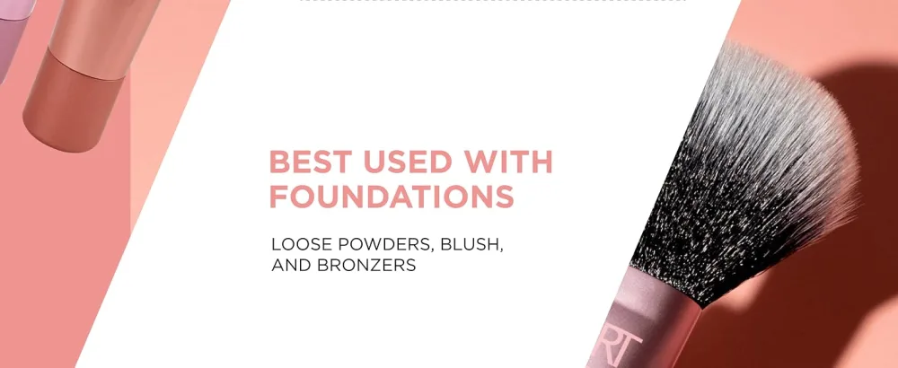 Real Techniques Mini Brush Foundation and Blush Duo Travel Size For Loose Blush and Liquid Foundation 2 Piece Set 2/Mini Brush Foundation and Blush Duo - Real Techniques Brush 1858