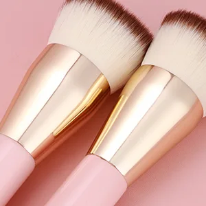 MSQ Foundation Brush Kabuki Make Up Brush Flat Top For Blending Liquid Cream or Flawless Powder Cosmetics Buffing Stippling Concealer - Premium Quality Synthetic Dense Bristles Light Pink - product information 3