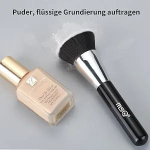 MSQ Foundation Makeup Brush Flat Top Kabuki Perfect for Blending Liquid Make Up Flawless Powder Cosmetics Premium Foundation Brush Buffing Blending Brush Deep Black - product information 3