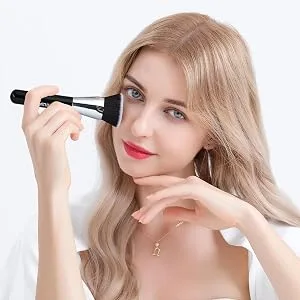 MSQ Foundation Makeup Brush Flat Top Kabuki Perfect for Blending Liquid Make Up Flawless Powder Cosmetics Premium Foundation Brush Buffing Blending Brush Deep Black - product information 4