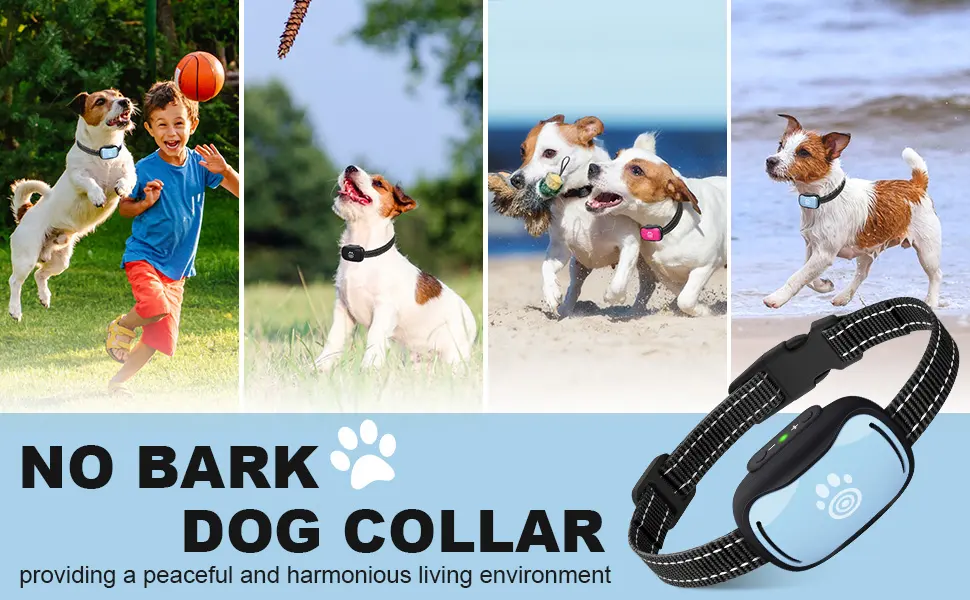 PcEoTllar Bark Collar for Small Dogs Humane Anti Barking Dog Collars No Shock Adjsutable for Stop Barking Device with 7 Levels Adjustable Vibration & Beep Modes Blue - no shock collar
