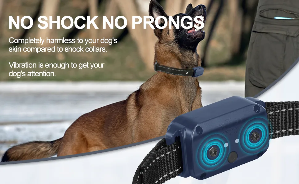 Anti Bark Collar with Remote 1600Ft Dog Training Collar Vibrating Collar for Small Medium Large Dogs with Vibration & Sound & Safe Lock Waterproof & Rechargeable Vibration Collar Humane (Blue) - No shock anti bark collar with remote