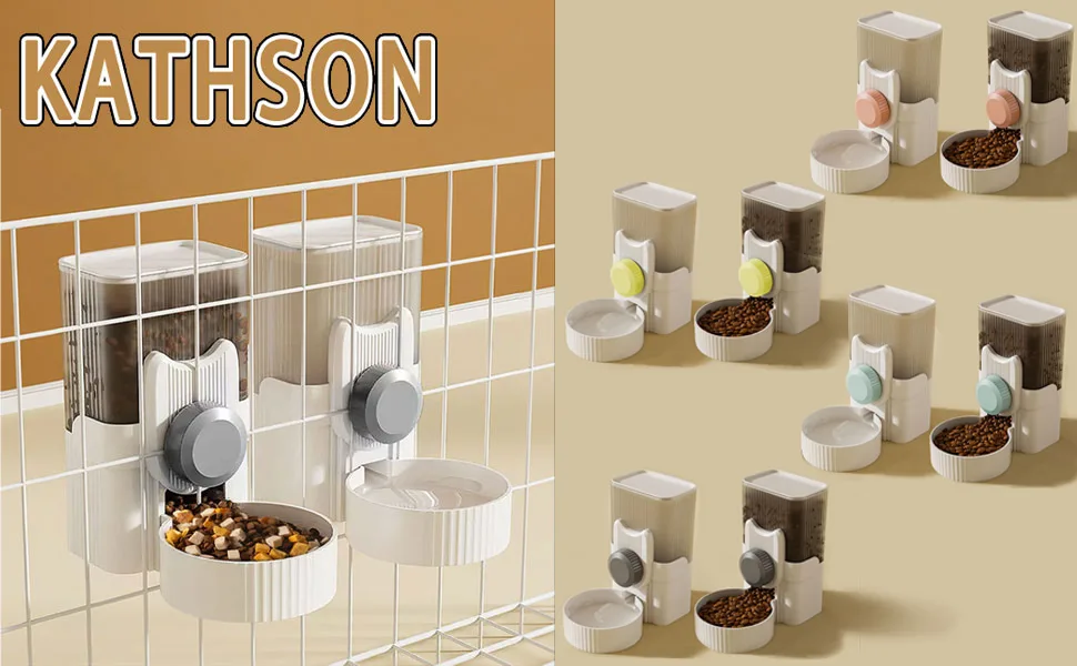 kathson Rabbit Gravity Auto Feeder Set 35oz Hanging Automatic Food Water Dispenser Cage Automatic Feeder Set for Rabbit Chinchilla Guinea Pig Hedgehog Ferret Kitty Puppy (Blue) - product information 1