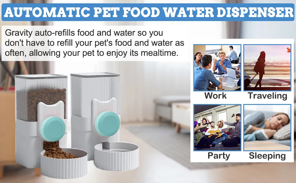 kathson Rabbit Gravity Auto Feeder Set 35oz Hanging Automatic Food Water Dispenser Cage Automatic Feeder Set for Rabbit Chinchilla Guinea Pig Hedgehog Ferret Kitty Puppy (Blue) - product information 2