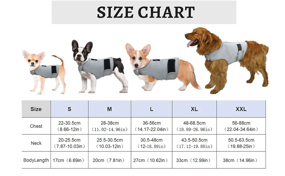 Ruiqas Anxiety Coat for Dog Lightweight Wrap Vest Calming Jacket for Anxious Pets Keep Calming Comfort Light Grey S - product information 5