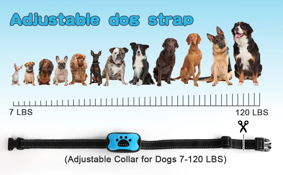 Anti Bark Collars for Dogs Rechargeable Bark Collar with 7 Adjustable Sensitivity Levels Smart Dog Barking Collar Humane Vibration Beep Anti Barking Device for Small Medium Large Dogs - dog barking collar