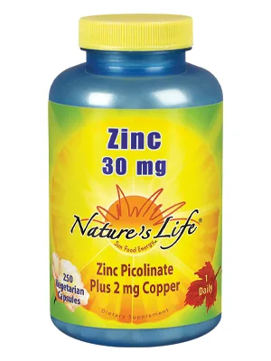Nature's Life Zinc 30 mg 250 Vegetarian Capsules - Nature