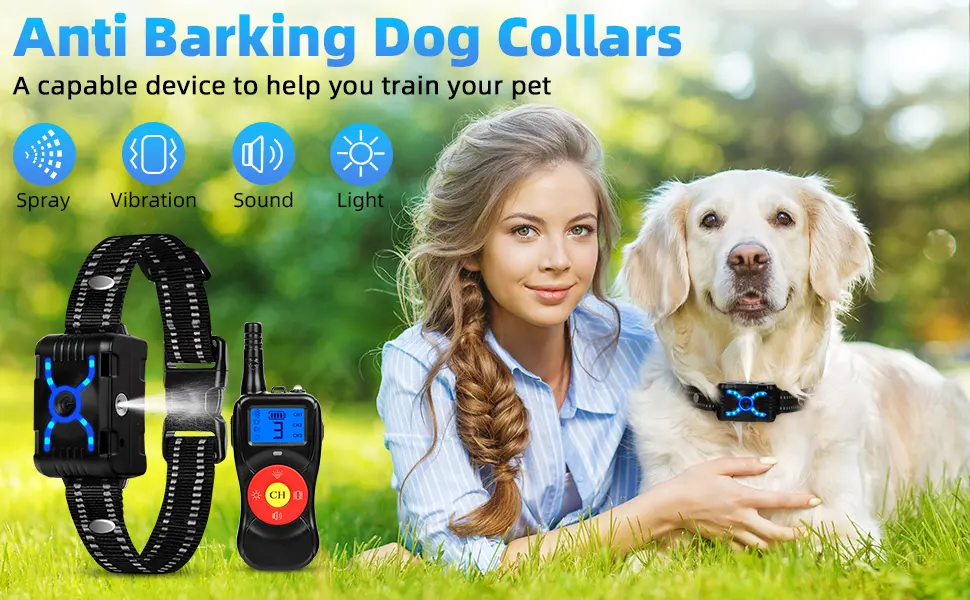 Anti Barking Dog Collars Bark Collar with Remote Anti Bark Control on Harmless Training with Spray/Vibration/Sound/Light/Multi Dogs Training System Dog Training Collar to Stop Dog Barking - bark collars anti-bark collar dog bark collar anti bark collar anti bark collars for dogs