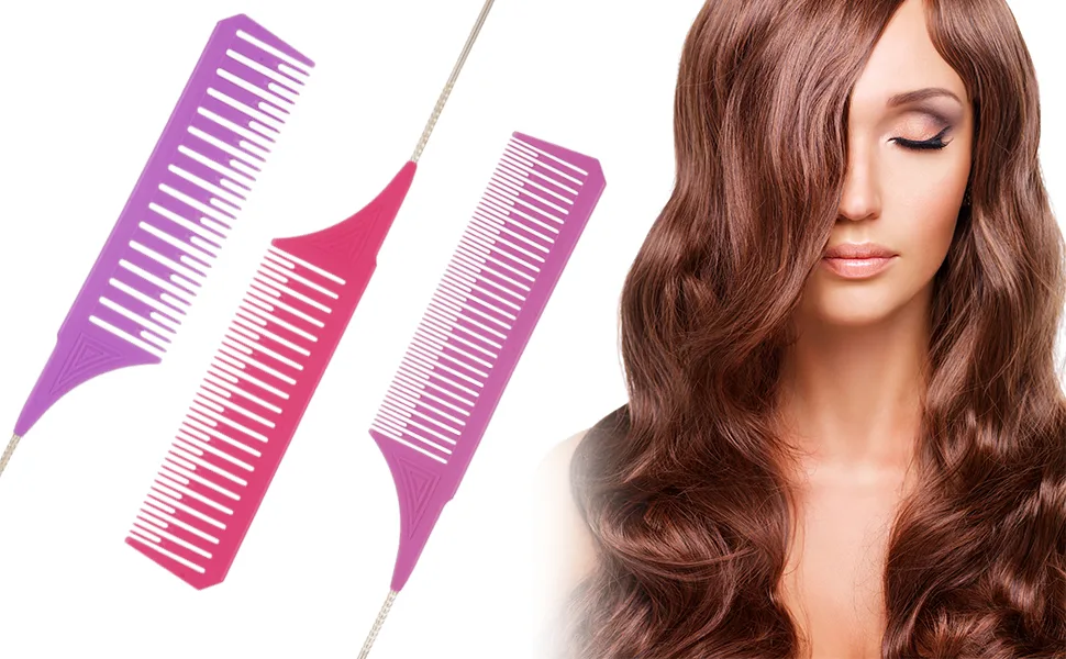 Opopark 3 Pieces Highlighting Comb Set 3 Sizes Weaving Teasing Hair Comb Professional Rat Tail Combs Teasing Combs for Men Women Hair Mottling and Dyeing Styling(Multi) - Highlighting Comb Set