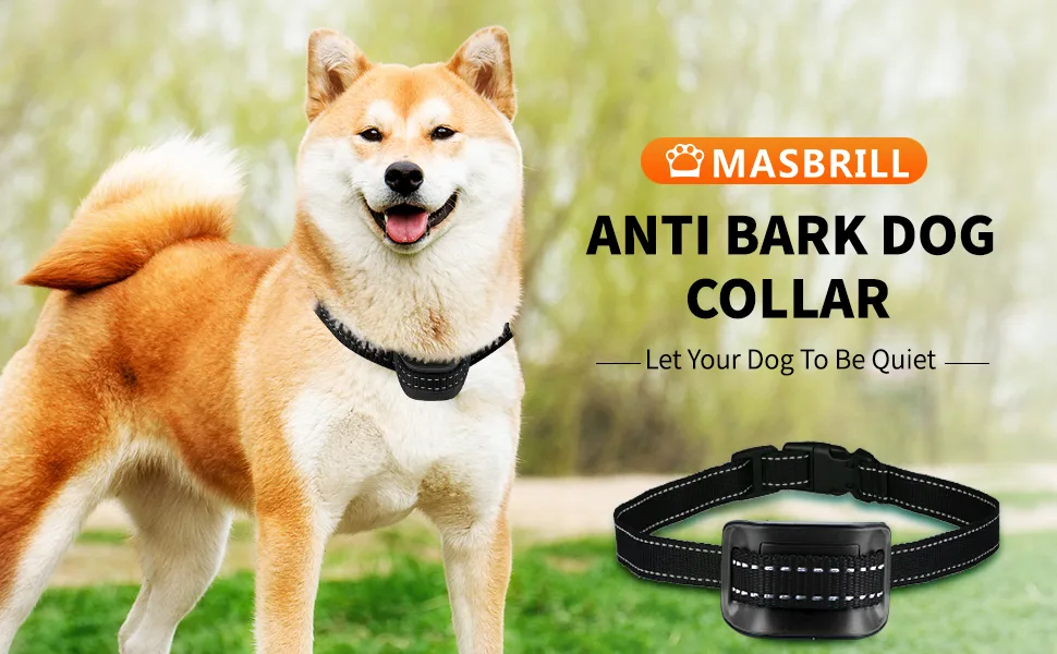 MASBRILL Dog Bark Collar Anti Bark Collar Vibration Beep Humane Training for Small Medium Large Dog Stop Dog Barking Deterrent Device with 7 Adjustable Sensitivity Level No Bark Collar-Black - bark collar