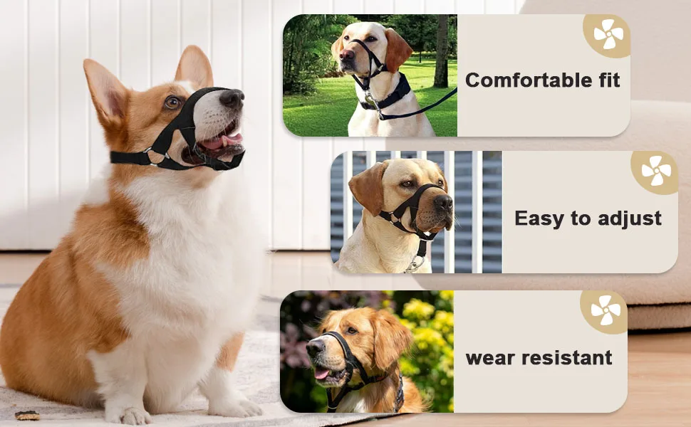 Voarge Dog Muzzle Dog Head Collar with Safety Strap Head Halter Collar for Dogs Adjustable and Easily Control for Small Medium and Large Dogs (XXL) - product information 2