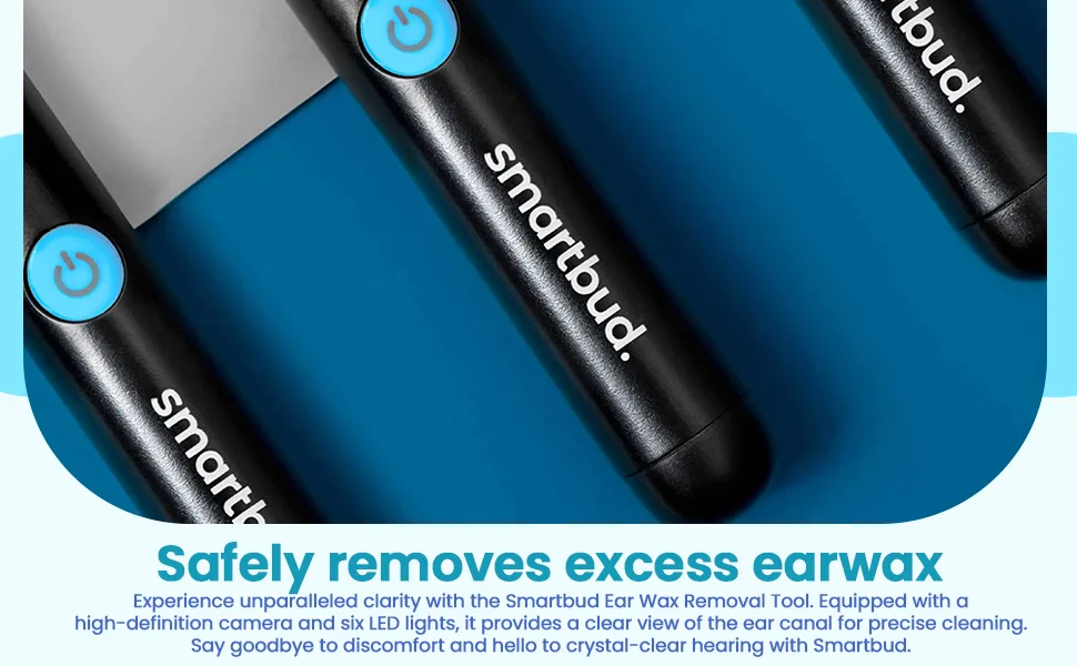 Smartbud Plus Ear Wax Removal Kit Professional 1080p (HD) Camera 6 LED Lights Wireless Ear Cleaner with Camera Wax Remover Otoscope for iPhone iPad & Android Smartphones - Ear Cleaning Camera