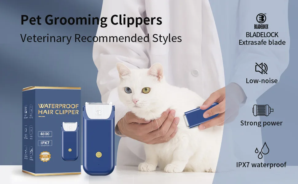 Electric Mini Cat Grooming Kit Rechargeable Type C Pet Cat Clipper for Matted Fur Cordless Lightweight Pet Shavers for Kitty/Puppy/Rabbits/Small Pets Blue - cat clippers