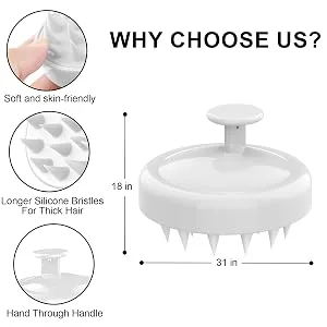 Hbaid Root Comb Applicator Bottle with Scalp Massager Shampoo Brush Hair Coloring Dye and Scalp Treatment Head Relaxation Tools White(3 Pcs) 3pcs White - product information 2