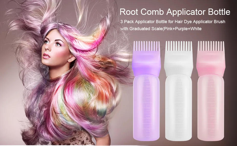 Hbaid Root Comb Applicator Bottle with Scalp Massager Shampoo Brush Hair Coloring Dye and Scalp Treatment Head Relaxation Tools White(3 Pcs) 3pcs White - product information 8