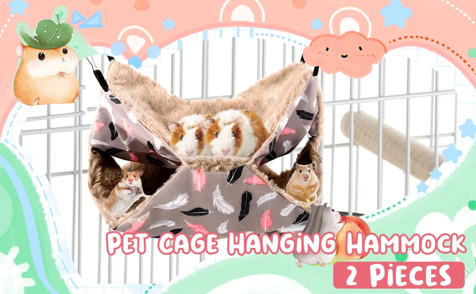 Smilcloud 2Pcs Rat Hammocks Double Layer Pet Cage Hammock Animal Hammock Hanging Sleeping Bed Nap Sack Swing Bag for Cage Rats Guinea Pigs Parrot Ferrets Rat Hamster Playing Sleeping - product information 1