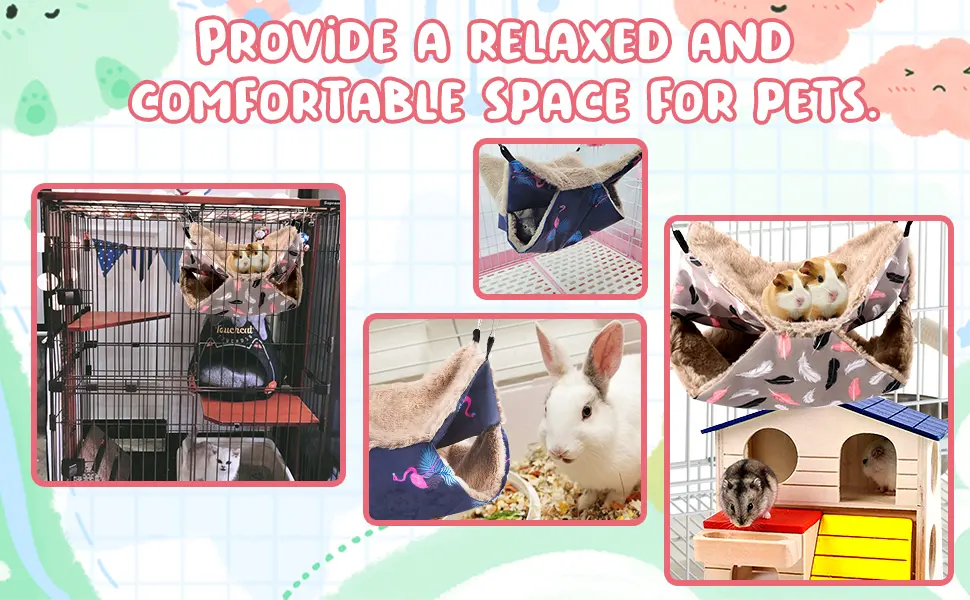 Smilcloud 2Pcs Rat Hammocks Double Layer Pet Cage Hammock Animal Hammock Hanging Sleeping Bed Nap Sack Swing Bag for Cage Rats Guinea Pigs Parrot Ferrets Rat Hamster Playing Sleeping - product information 3