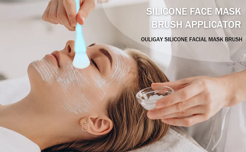 Ouligay 2Pcs Silicone Face Mask Applicator Face Brush Soft Silicone Facial Applicator Brushes Beauty Tool for Applying Mud Body Lotion Mixed Mask - face mask applicator
