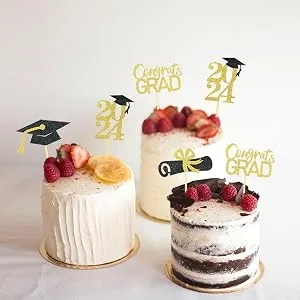 24 Pieces Sparkle 2023 Cupcake Toppers Graduation Cupcake Toppers Bachelier Hat Decoration Graduation Decoration (Black & Blue) - Deko Graduation