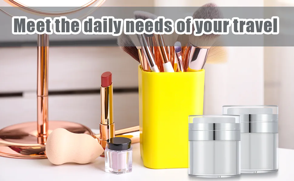 Smilcloud Airless Pump Jar Refillable Travel Cream Bottle Portable Cosmetic Container Vacuum Jar Pot Medium - Airless Pump Jar