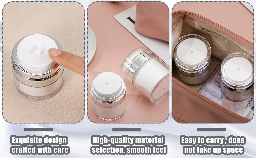 Smilcloud Airless Pump Jar Refillable Travel Cream Bottle Portable Cosmetic Container Vacuum Jar Pot Medium - Vacuum Jar Pot