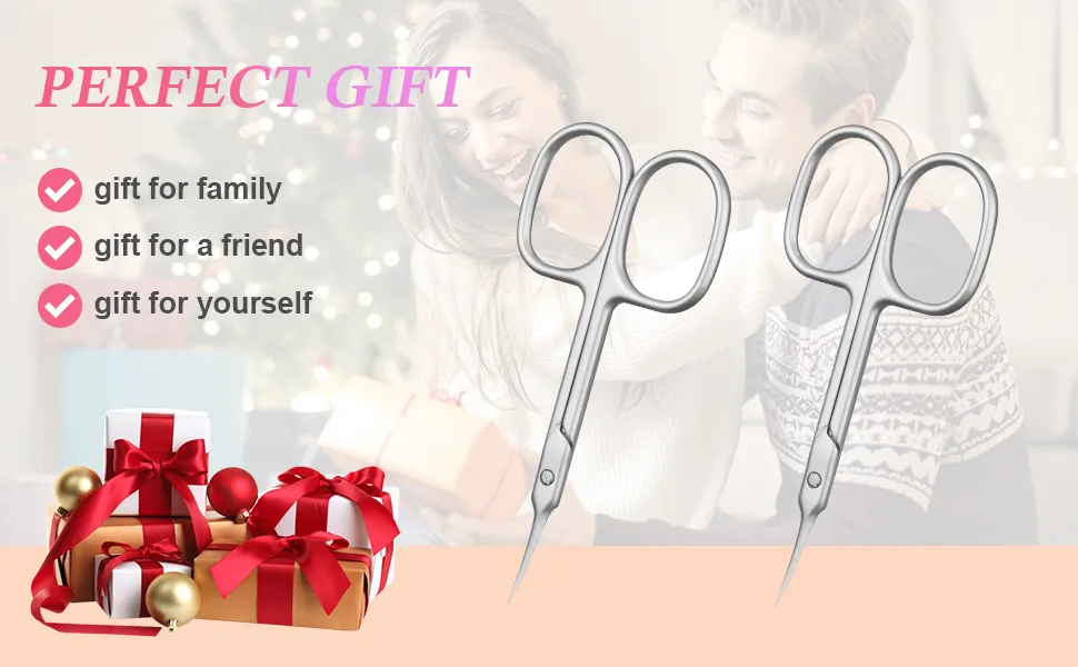 ACWOO Cuticle Nail Scissors 2PCS Sharp Curved Scissors Multi-Purpose Stainless Steel Beauty Scissors Manicure Cutter for Nail Toenail Eyebrow Eyelash - Cuticle Nail Scissors