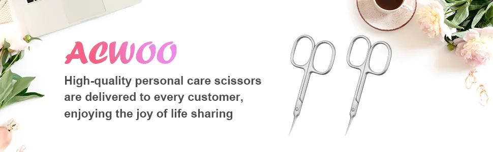 ACWOO Cuticle Nail Scissors 2PCS Sharp Curved Scissors Multi-Purpose Stainless Steel Beauty Scissors Manicure Cutter for Nail Toenail Eyebrow Eyelash - Cuticle Nail Scissors