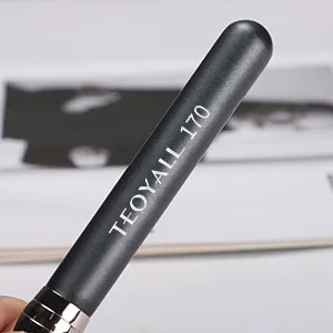 TEOYALL Kabuki Brush Set 3 Size Angled Foundation Brush Under Eye Concealer Brush Contour Brush with Dense Synthetic Bristle 170/270/370 - Classic Black Wooden Handle