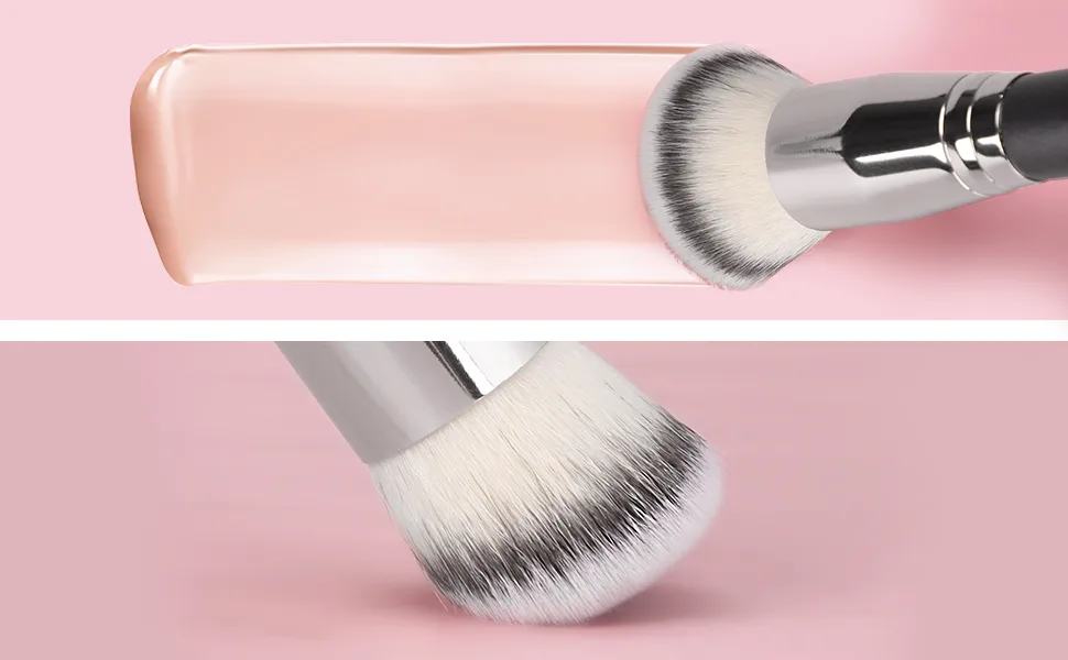 TEOYALL Kabuki Brush Set 3 Size Angled Foundation Brush Under Eye Concealer Brush Contour Brush with Dense Synthetic Bristle 170/270/370 - foundation brush