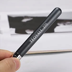 TEOYALL Kabuki Brush Set 2 Size Angled Foundation Brush Concealer Brush Contour Brush with Dense Synthetic Bristle 170/270 - Classic Black Wooden Handle
